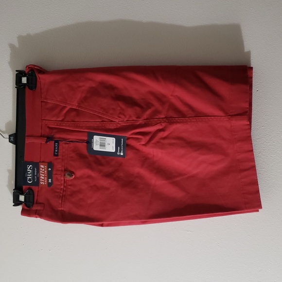 Chaps Ralph Lauren Flat Front 9" Chino Shorts Men Size: 36 Color: Red Cotton NWT - Picture 13 of 14